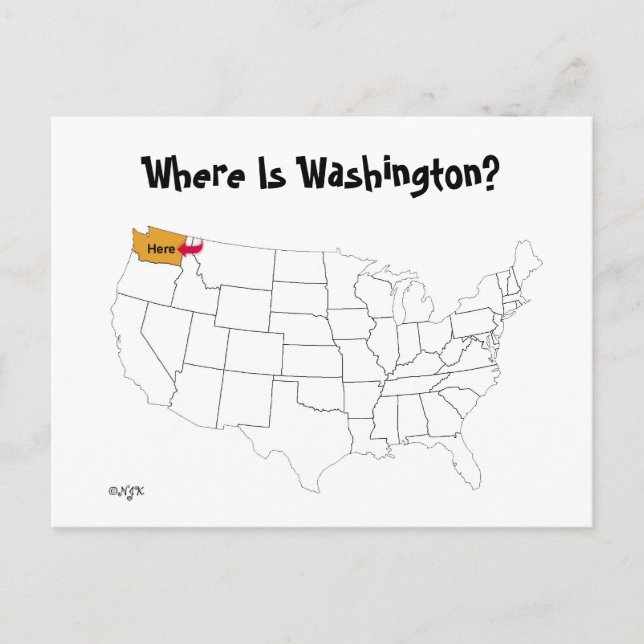 Carte Postale Où Est Washington ? (Devant)
