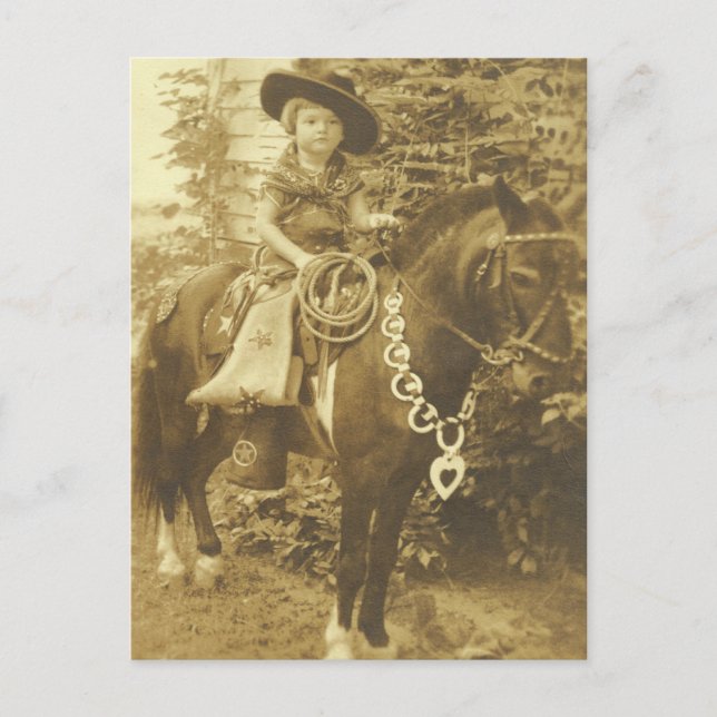 CARTE POSTALE OU INVITATION vintage COWGIRL (Devant)