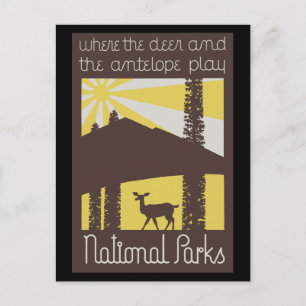 Carte Postale où le cerf et l'antilope jouent