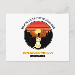 Carte Postale Où le monde se termine Chat mignon Rétro Coucher