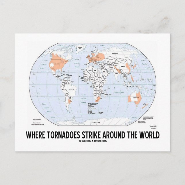 Carte Postale Où Les Tornades Frappent Dans Le Monde (Carte) (Devant)