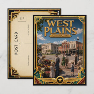 Carte Postale Ouest de Plains Missouri Art Déco Vintage Âge d'Or