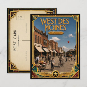Carte Postale Ouest Des Moines Iowa Art Déco Vintage Âge d'Or