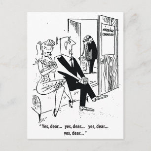 Carte Postale Oui Cher, Humour de conseiller en mariage, Vintage