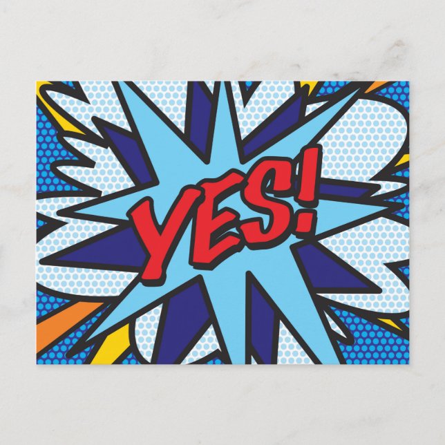 Carte Postale OUI NON Amusement Rétro Bande Dessinée Pop Art (Devant)
