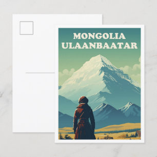 Carte Postale Oulan-Bator Mongolie Vintage voyage Illustration