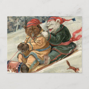 Carte Postale Ours à coudre