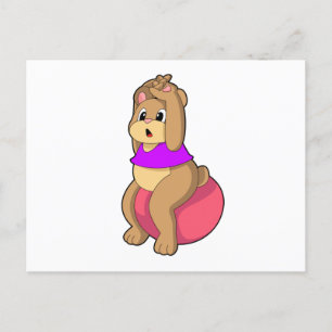 Carte Postale Ours à la forme avec ballon d'exercice.PNG