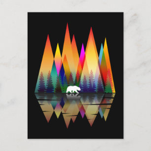 CARTE POSTALE OURS ARC-EN-CIEL DE MONTAGNE