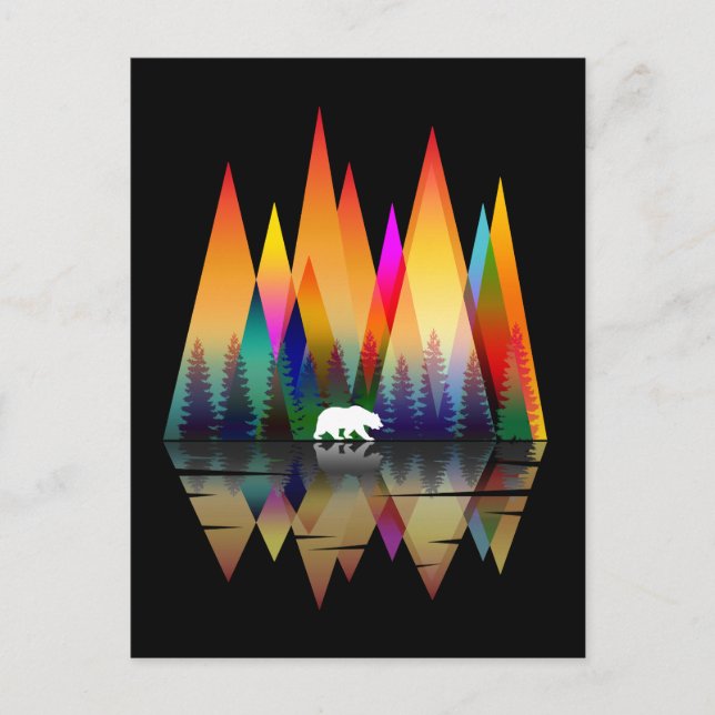 CARTE POSTALE OURS ARC-EN-CIEL DE MONTAGNE (Devant)