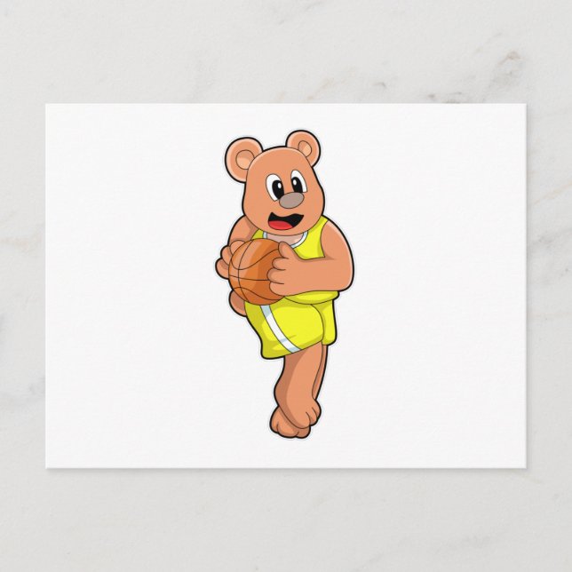 Carte Postale Ours au basketball sportif (Devant)