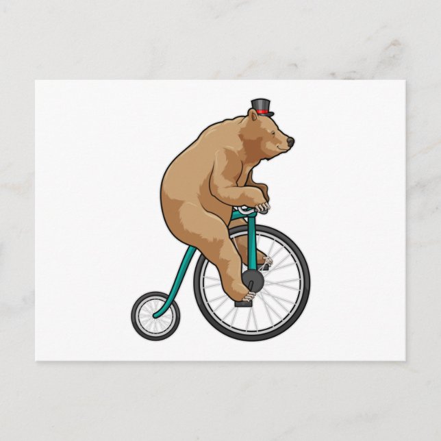 Carte Postale Ours au cirque avec bicyclette (Devant)