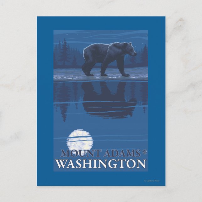 Carte Postale Ours au clair de lune - Mont Adams, Washington (Devant)