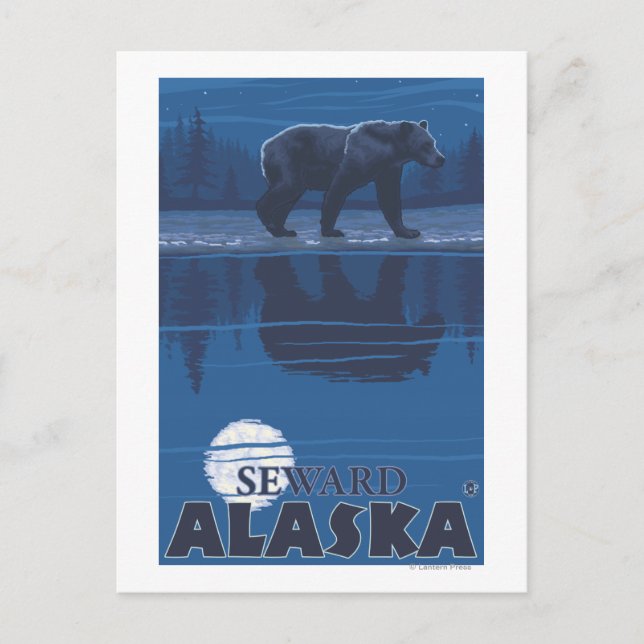 Carte Postale Ours au clair de lune - Vent, Alaska (Devant)