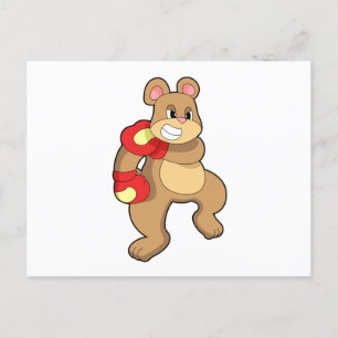 Carte Postale Ours au combat de boxe avec gants de boxe