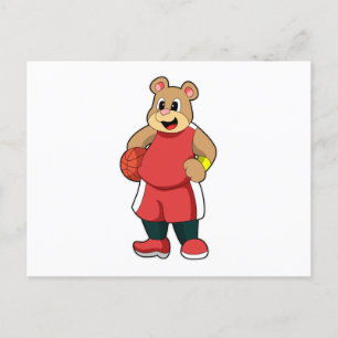 Carte Postale Ours au sports de basketball
