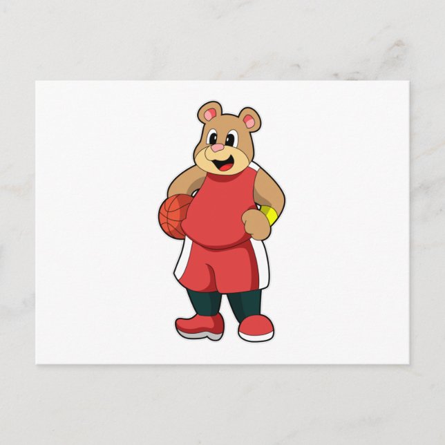 Carte Postale Ours au sports de basketball (Devant)