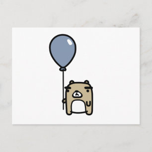 Carte Postale Ours Avec Ballotte Bleue