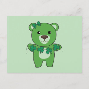 Carte Postale Ours Avec Shamrock Mignons Animaux Pour La Chuck C