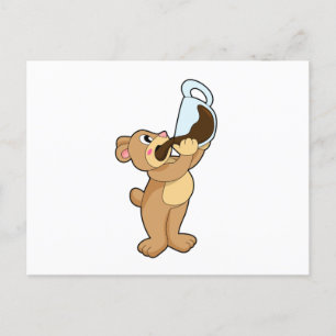 Carte Postale Ours avec tasse de café