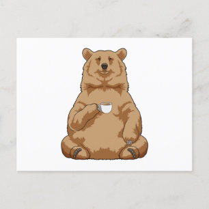 Carte Postale Ours avec une tasse de café