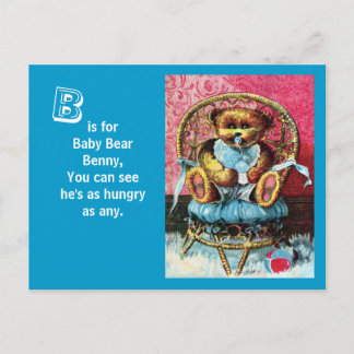 Carte Postale Ours Bébé - Lettre B - Ours Vintage Teddy