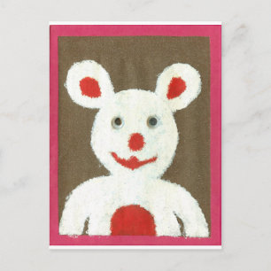 Carte Postale Ours blanc avec nez rouge, bouche et oreilles (Pèr
