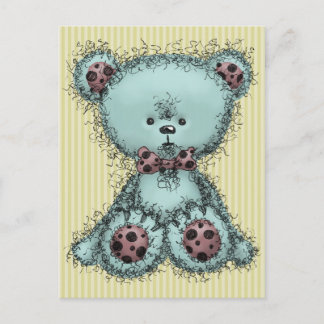 Carte Postale Ours bleu en peluche