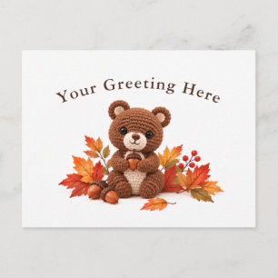 Carte Postale Ours brun au crochet automnal personnalisé