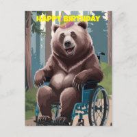 ours brun en fauteuil roulant nature anniversaire 