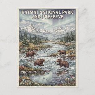 Carte Postale Ours Bruns du Parc National de Katmai