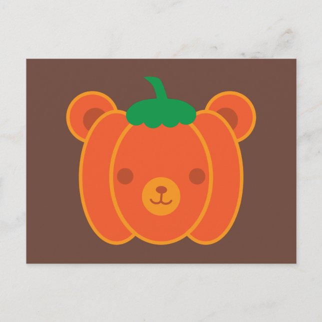 Carte Postale Ours Citrouille de Kawaii Halloween (Devant)