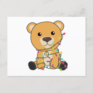 Carte Postale Ours colorés Joyeux Noël Animaux d'hiver Ours