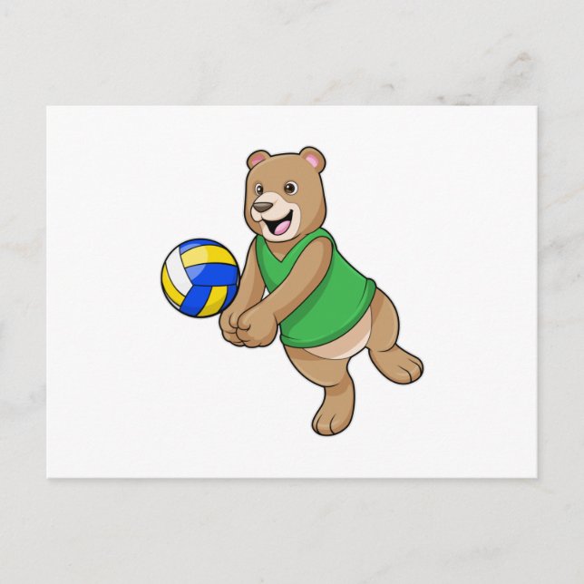 Carte Postale Ours comme joueur de volleyball avec Volleyball (Devant)