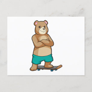 Carte Postale Ours comme patineur avec skateboard