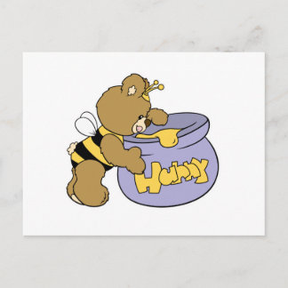 Carte Postale Ours d'abeilles au miel