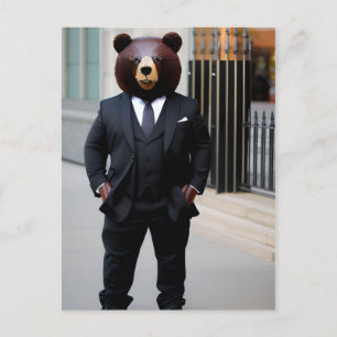 Carte Postale Ours d'affaires en costume