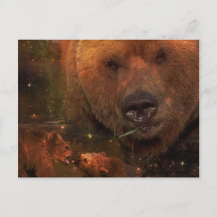 Carte Postale Ours d'Alaska avec petits