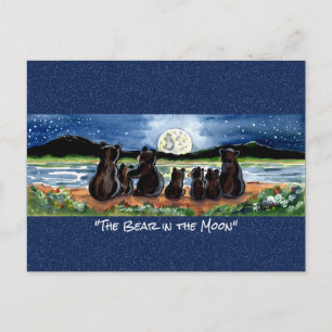 Carte postale Ours dans la lune Aquarelle Whimsica
