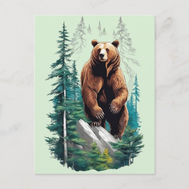 Carte Postale Ours dans la nature forestière Amour (Devant)