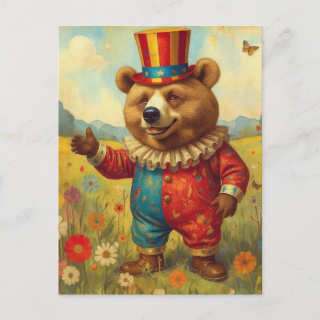 Carte Postale Ours de cirque adorable (Devant)