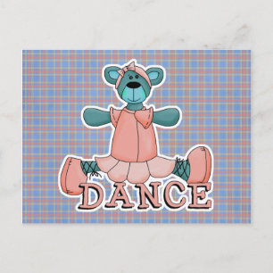 Carte Postale Ours de danse bleu et rose Ballerina