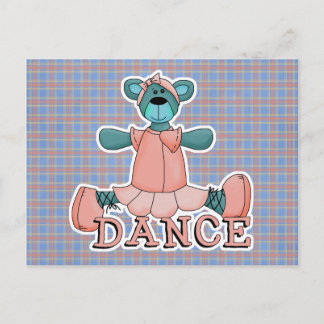 Carte Postale Ours de danseuse bleu et rose ballerine