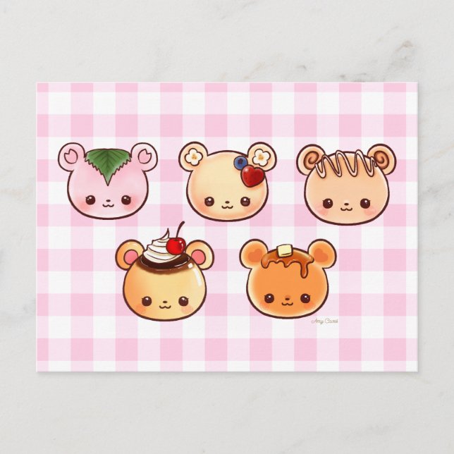 Carte Postale Ours de dessert Pudding Cinnamon Pancake Crêpe Moc (Devant)