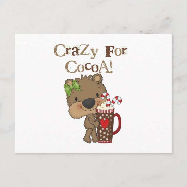 Carte Postale Ours de fille fou pour le cacao (Devant)