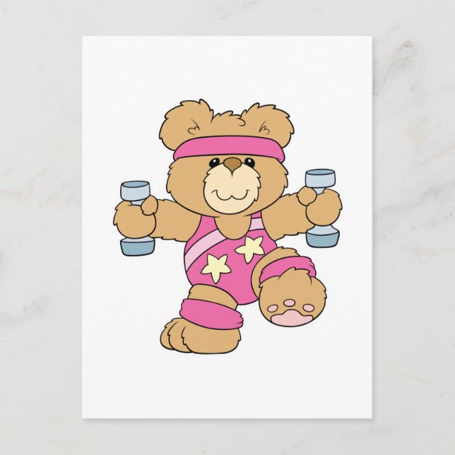 Carte Postale Ours de fitness d'exercice mignon (Devant)