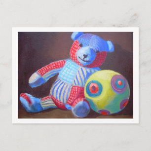 Carte Postale Ours de jouets avec une balle