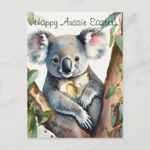 Carte Postale Ours de Koala tenant un oeuf de Pâques d'or