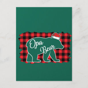 Carte Postale Ours de Noël Ours de Noël Rouge Plaid Buffalo Fam