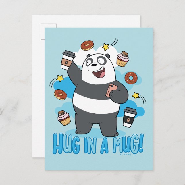 Carte Postale Ours de Panda - Enferré dans une Mug ! (Devant / Derrière)